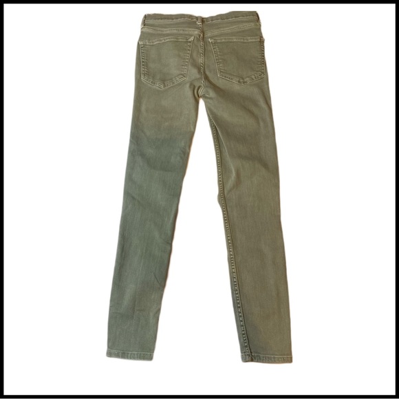 FREE PEOPLE HIGH-WAISTED OLIVE GREEN DISTRESSED SKINNY JEANS - Picture 9 of 12